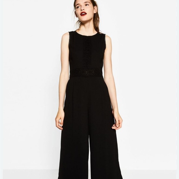 ZARA Black Lace Detail Jumpsuit - XS - Picture 1 of 4